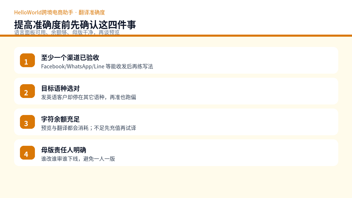 提高翻译准确度前确认清单示意
