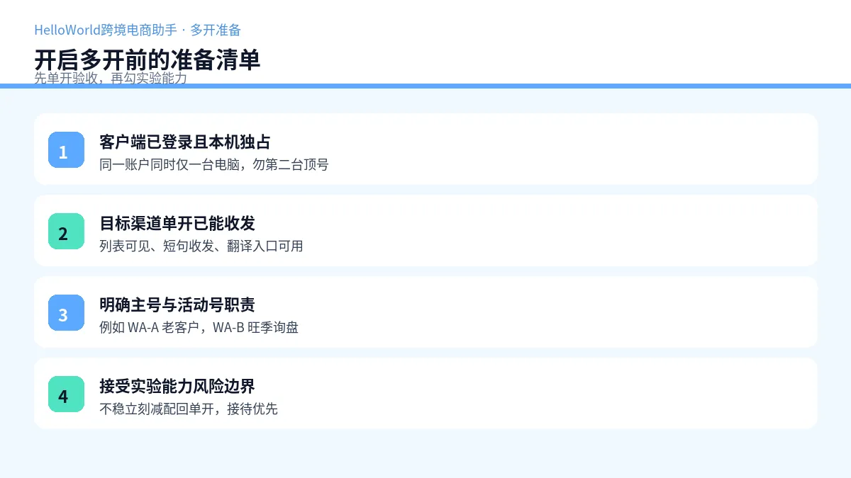 开启多开前准备清单示意