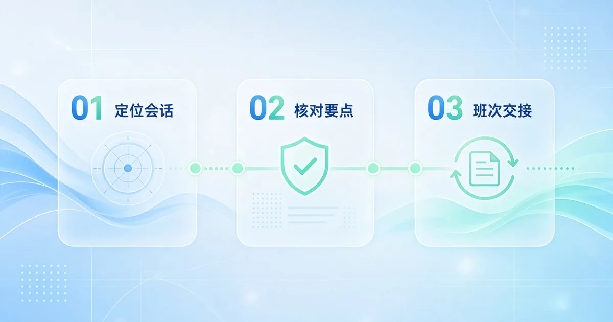 查看会话记录三步示意
